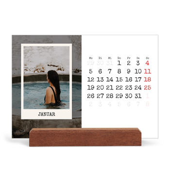 Tischkalender mit Holzfuß Querformat — Die Porträtaufnahme