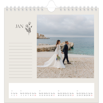Jahreskalender Quadratisch — Blühende Initialen [Januar]
