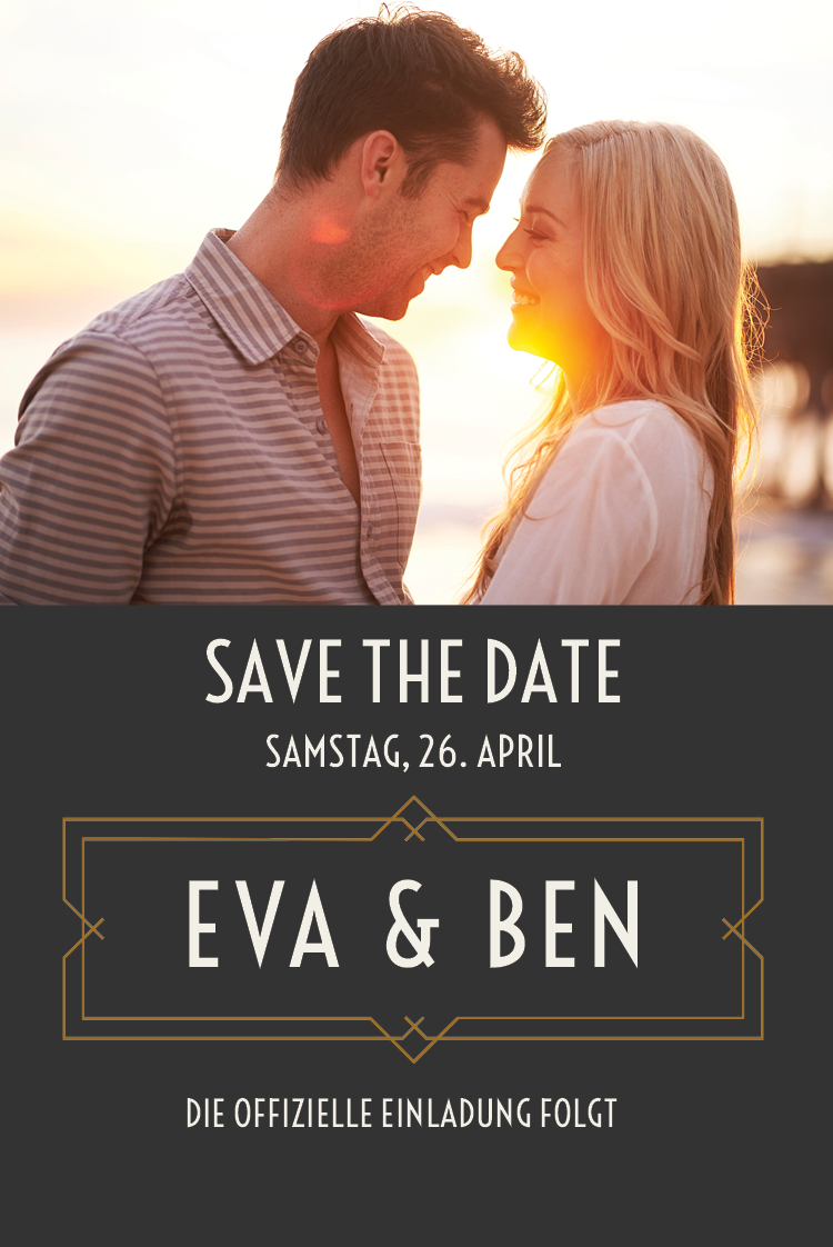 Save the date — Gatsby Namensschild