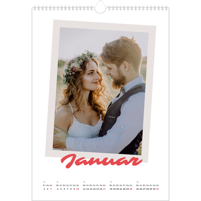 A3 Jahreskalender — Karminrote Signatur [Januar]