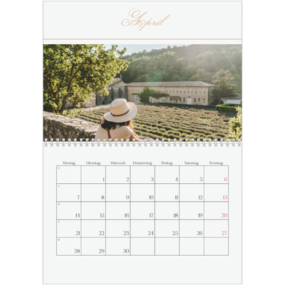 Fotokalender A4 doppelt (30 x 40 cm) — Goldschrift Banner [April]