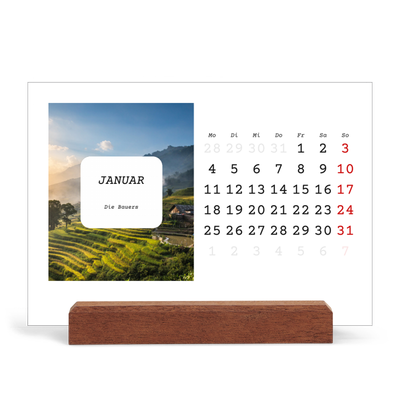 Tischkalender mit Holzfuß Querformat  — Die ganze Geschichte [Januar]