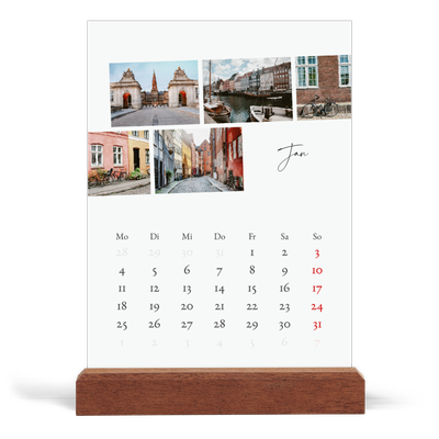 Tischkalender mit Holzfuß Hochformat  — Städtereise [Januar]