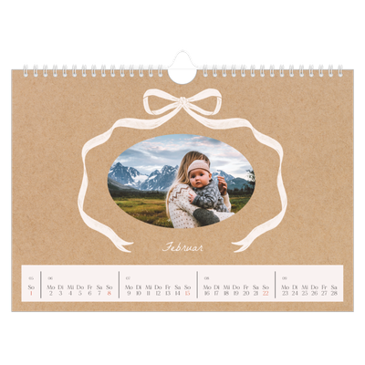 Fotokalender A4 — Kraftpapier und Schleife [Februar]