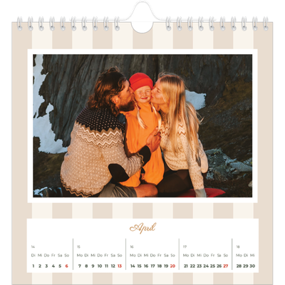 Jahreskalender Quadratisch — Schrift und Streifen [April]