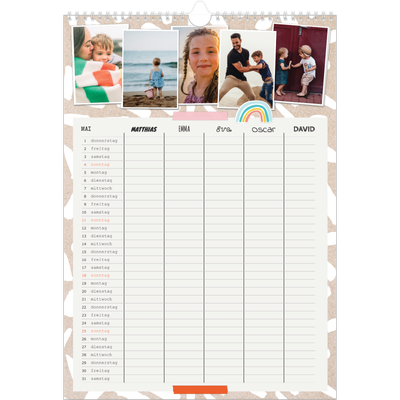 A3 Familienplaner — Rustikaler Planer - 5-köpfige Familie [deckblatt]