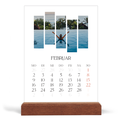 Tischkalender mit Holzfuß Hochformat  — Reisemosaike [Februar]