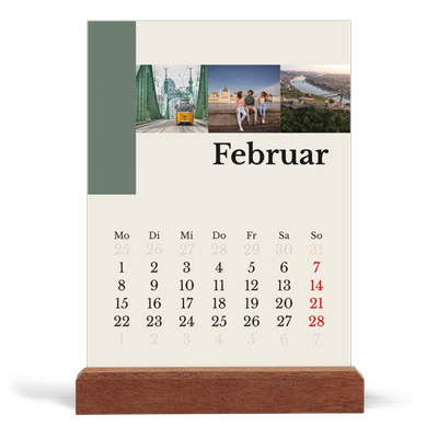 Tischkalender mit Holzfuß Hochformat  — Sehenswürdigkeiten der Welt [Februar]