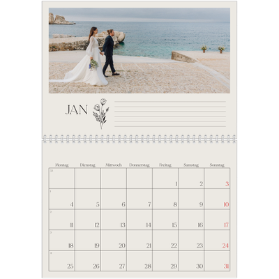 Fotokalender A4 doppelt (30 x 40 cm) — Blühende Initialen [Januar]