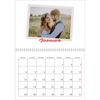 Fotokalender A4 doppelt (30 x 40 cm) — Karminrote Signatur [Januar]