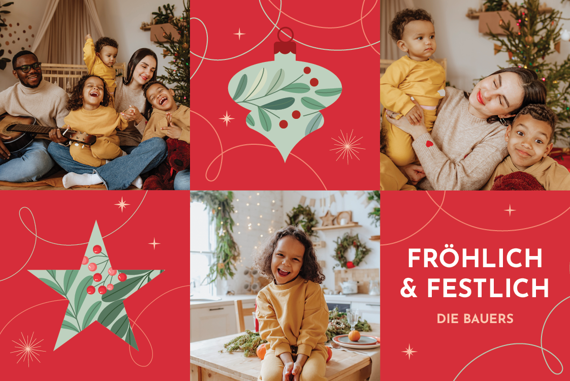 Fotokarten — Festliche Formen - rot