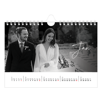Fotokalender A5 — Elegante Schrift [productPages.calendar.imageAltTags.january]