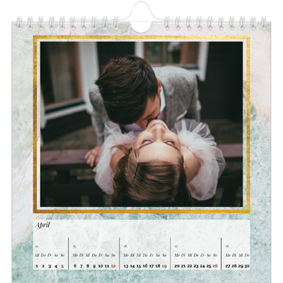 Jahreskalender Quadratisch — Goldrahmen Marmor [deckblatt]