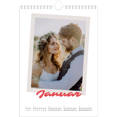 Fotokalender A4 (20 x 30 cm) — Karminrote Signatur [Januar]