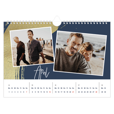 Fotokalender A4 — Goldene Pinselstriche [April]