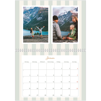 Fotokalender A4 doppelt — Schrift und Streifen