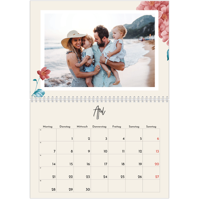 Fotokalender A4 doppelt (30 x 40 cm) — Gemalte Blumen [April]
