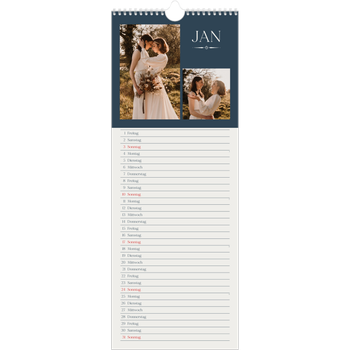 Küchenkalender (15 x 40 cm) — Schiefer und Serifen