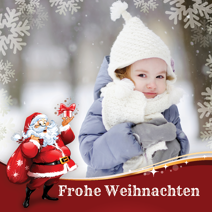 Fotokarten — Schneeflocke Weihnachtsmann