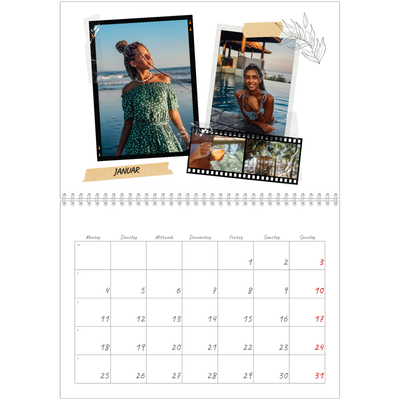 Fotokalender A4 doppelt (30 x 40 cm) — Scrapbook-Flair [Januar]
