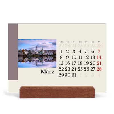 Tischkalender mit Holzfuß Querformat  — Sehenswürdigkeiten der Welt [Marsch]