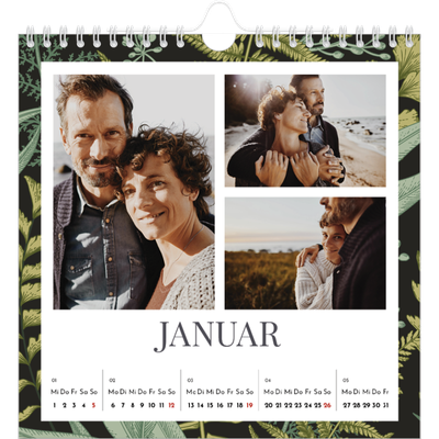 Jahreskalender Quadratisch — Blumiger Hintergrund [Januar]