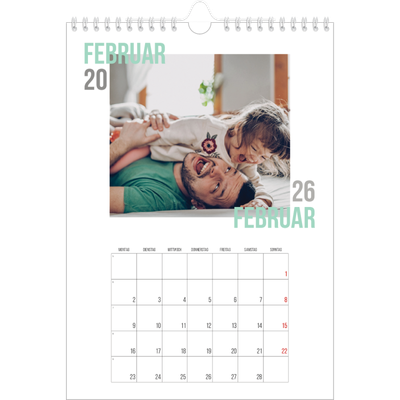 Fotokalender A4 (20 x 30 cm) — Doppelter Text [Februar]