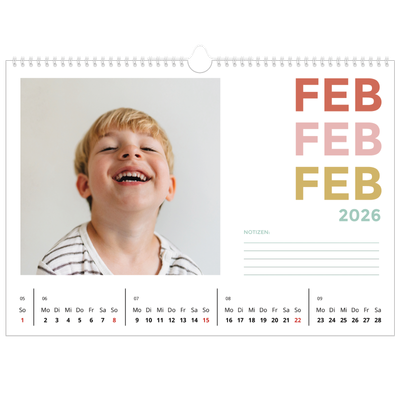 Fotokalender A3 — Bunte Schrift [Februar]