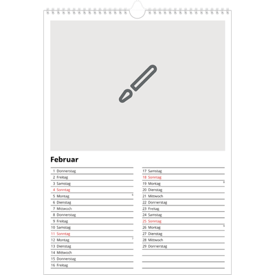 A3 Jahreskalender — Gestalte deine eigenen Produkte [Februar]