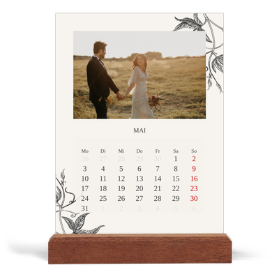 Tischkalender mit Holzfuß Hochformat  — Tinte und Efeu [deckblatt]
