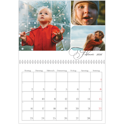 Fotokalender A4 doppelt (30 x 40 cm) — Schrift und Schnappschüsse [Februar]