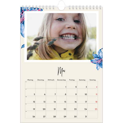 Fotokalender A4 (20 x 30 cm) — Gemalte Blumen [Mai]