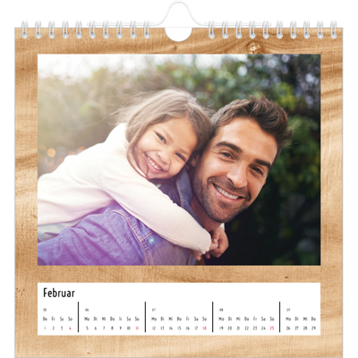 Jahreskalender Quadratisch — Holzhintergründe [Februar]