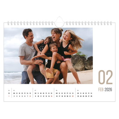 Fotokalender A4 — Monatszahlen [Februar]
