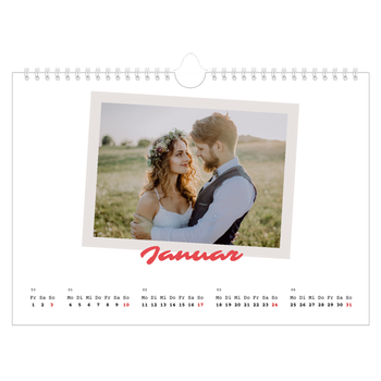 Fotokalender A4 — Karminrote Signatur