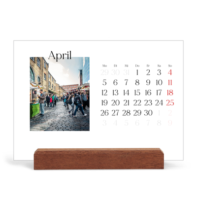 Tischkalender mit Holzfuß Querformat  — Mein Reisebericht [April]