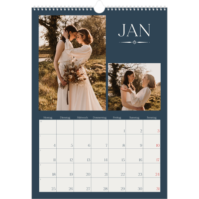 A3 Jahreskalender — Schiefer und Serifen [Januar]