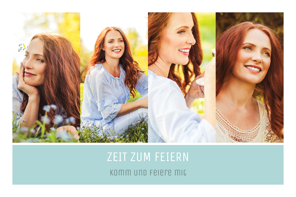 Einladungskarten — Pastellblaue Textbox