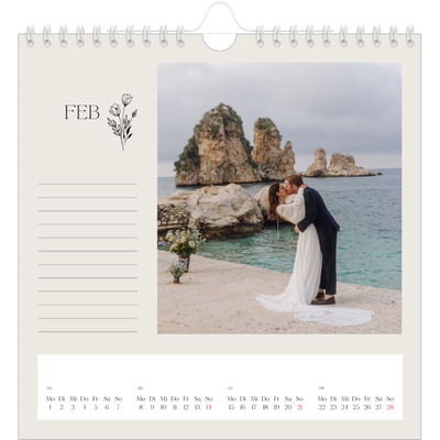 Jahreskalender Quadratisch — Blühende Initialen [Februar]