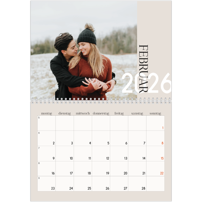 Fotokalender A4 doppelt (30 x 40 cm) — Überlappender Text [Februar]