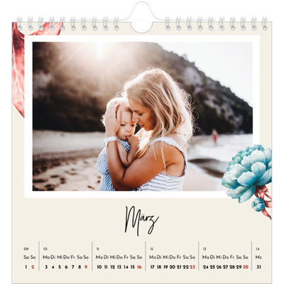 Jahreskalender Quadratisch — Gemalte Blumen [Marsch]