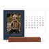 Tischkalender mit Holzfuß Querformat  — Preußisch Blau [Januar]