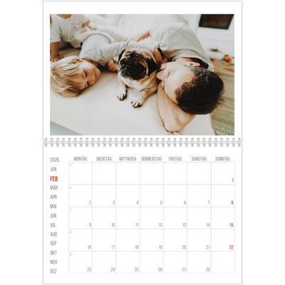 Fotokalender A4 doppelt (30 x 40 cm) — Rote Highlights [Februar]