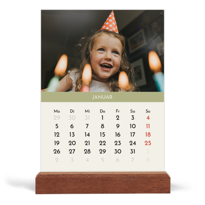 Tischkalender mit Holzfuß Hochformat  — Pastellfarbene Monate [Januar]