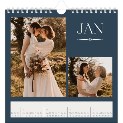 Jahreskalender Quadratisch — Schiefer und Serifen [Januar]