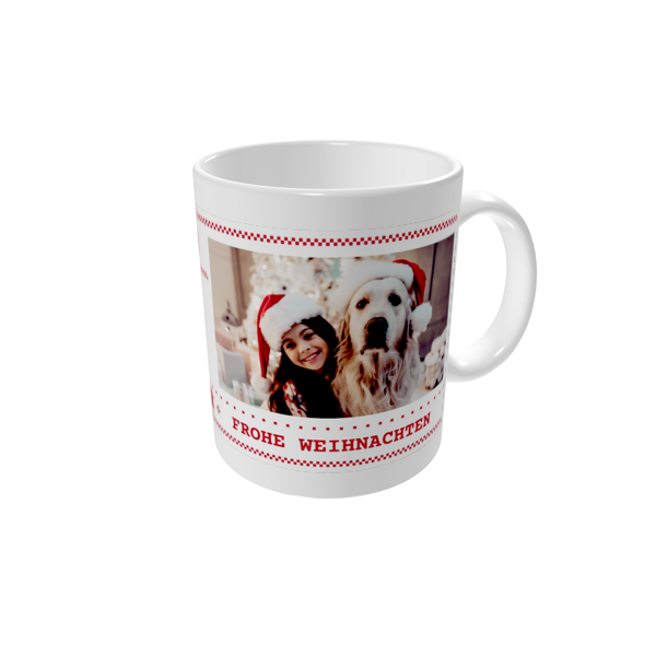 Tasse bedrucken — Weihnachtsstickerei rot