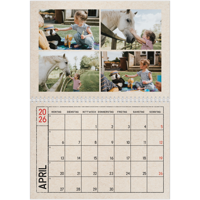 Fotokalender A4 doppelt (30 x 40 cm) — Stempeleffekt [April]