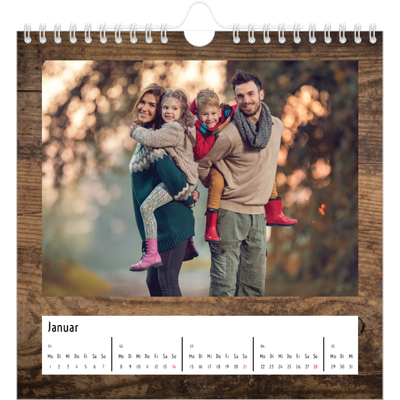 Jahreskalender Quadratisch — Holzhintergründe [Januar]