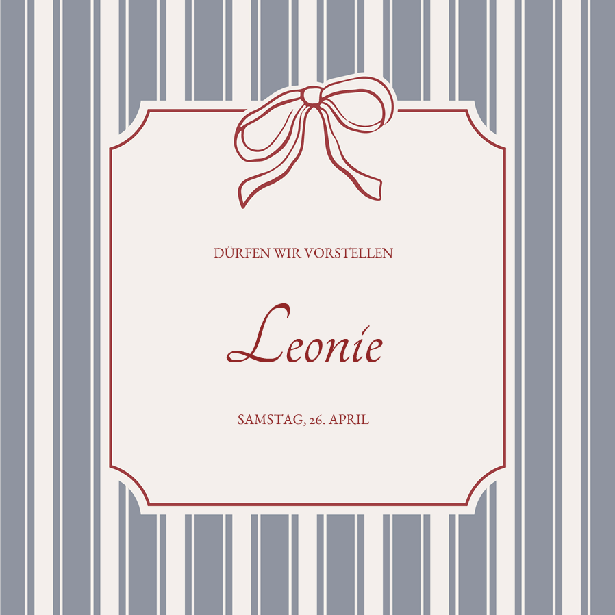 Einladungskarten — Nadelstreifen und Schleife