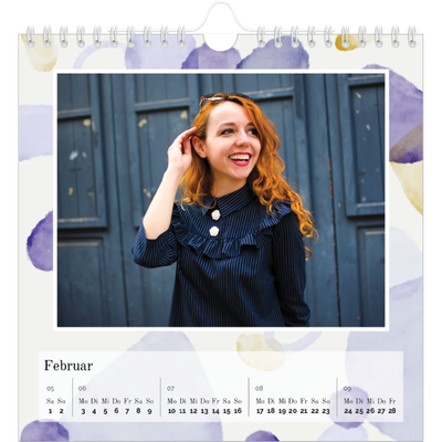 Jahreskalender Quadratisch — Wasserfarbentupfer [Februar]